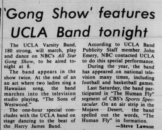 Band appears on the "Gong Show," April 26, 1977