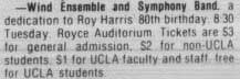 Campus events - Roy Harris' 80th birthday, May 15, 1978