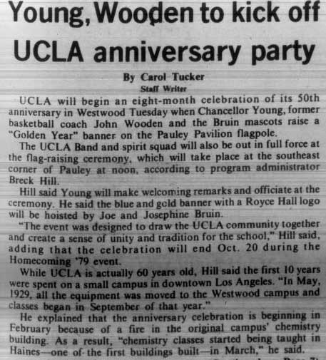 Coach Wooden and Band at UCLA 50th Anniversary party, February 16, 1979