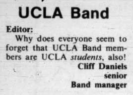 Pauley student seating debate - "Band members are students, also!" December 13, 1980