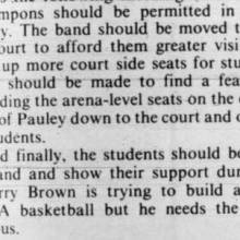 Coach Larry Brown's proposed changes in Pauley Pavilion, December 11, 1980