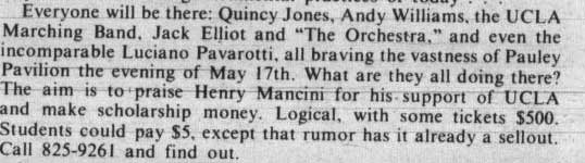 Henry Mancini event, May 15, 1981