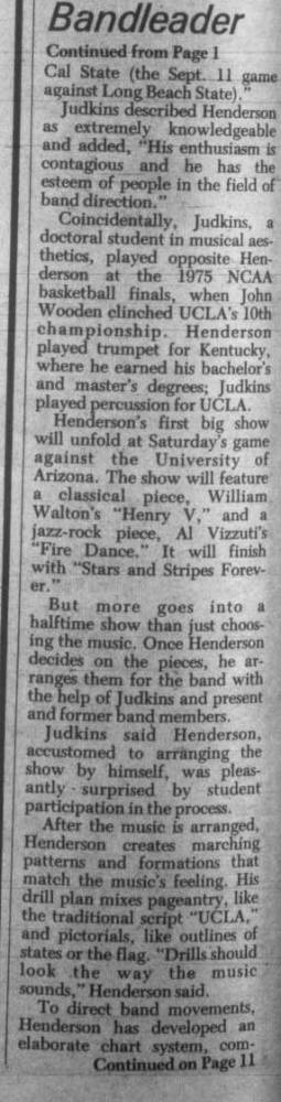 Gordon Henderson hired as Band Director, part 2 of 2, October 8, 1982