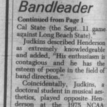 Gordon Henderson hired as Band Director, part 2 of 2, October 8, 1982