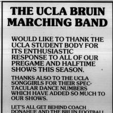 Band thanks students in ad, November 16, 1984