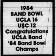 Band wins Band Bowl, November 15 ,1984