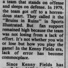 Letter - Blame the team, not the Band. February 17, 1984
