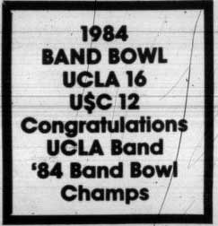 Band wins Band Bowl, November 15 ,1984