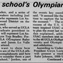 USAC to honor school's olympians, August 8, 1984