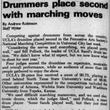 Drumline places second in Percussive Arts Society competition, December 3, 1985