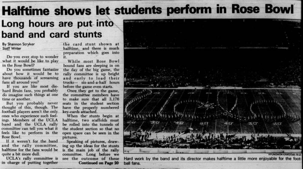 1986 Rose Bowl feature, 1 of 2, January 1, 1986