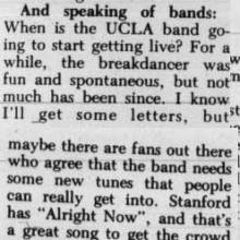 Letter - "When is the Band going to start getting live?" February 25, 1986