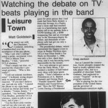 Article mentions Band, 1988 Presidential Debate, October 12, 1988
