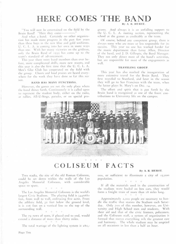 1935 Goal Post UCLA vs. Hawaii band page 10