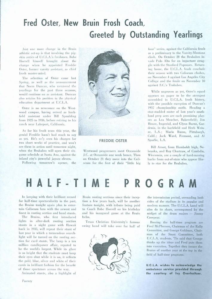 1939 Goal Post UCLA vs. TCU halftime