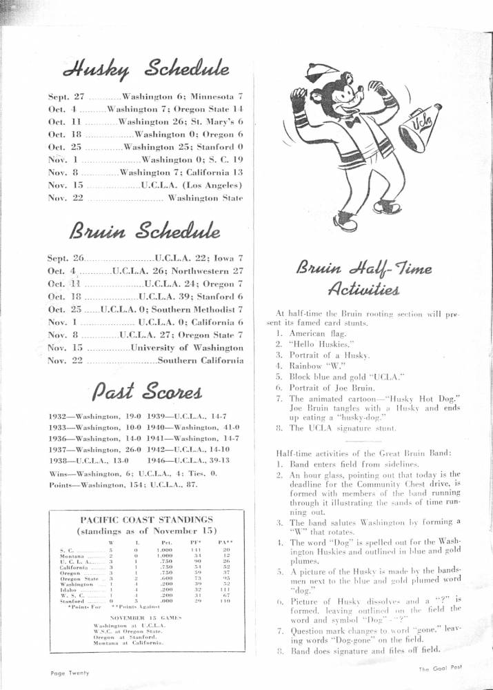 1947 Goal Post UCLA vs. UW page 20