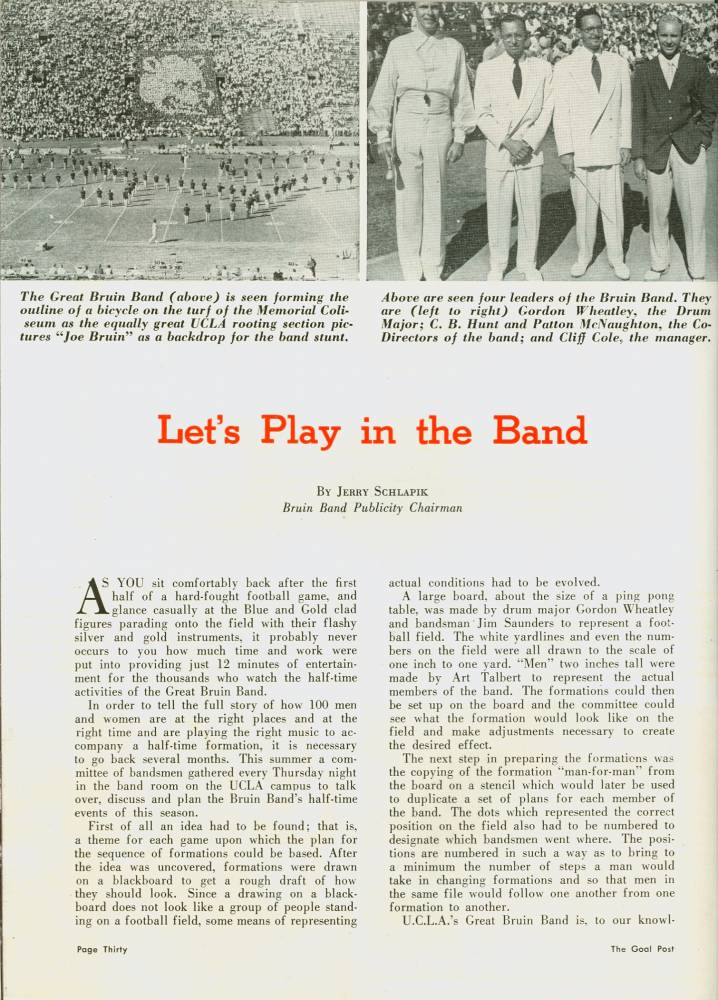 1948 Goal Post UCLA vs. Stanford Band Page 1