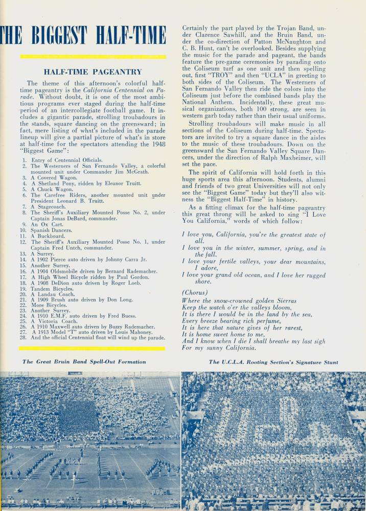 1948 Goal Post UCLA vs. USC Band Page