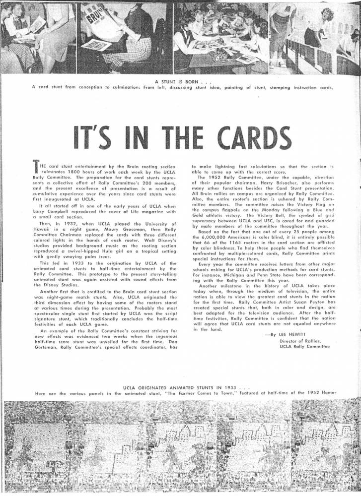 1952 Goal Post UCLA at USC card stunts band page 1