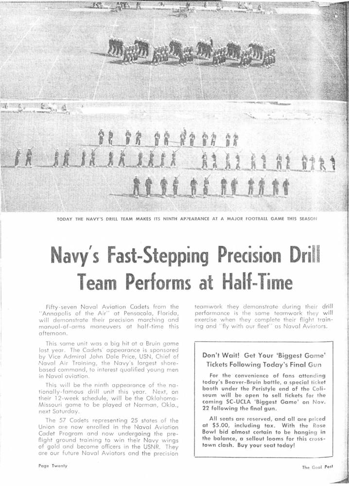 1952 Goal Post UCLA vs. Oregon State Navy Drill page 20