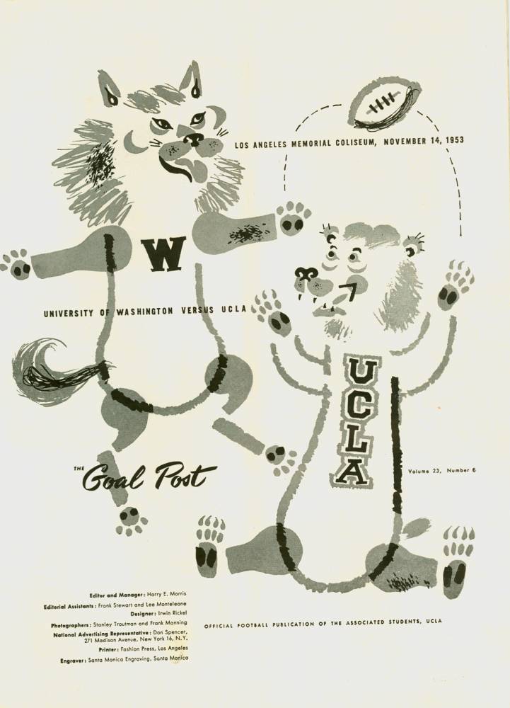 1953 Goal Post UCLA vs. Washington Inside Cover