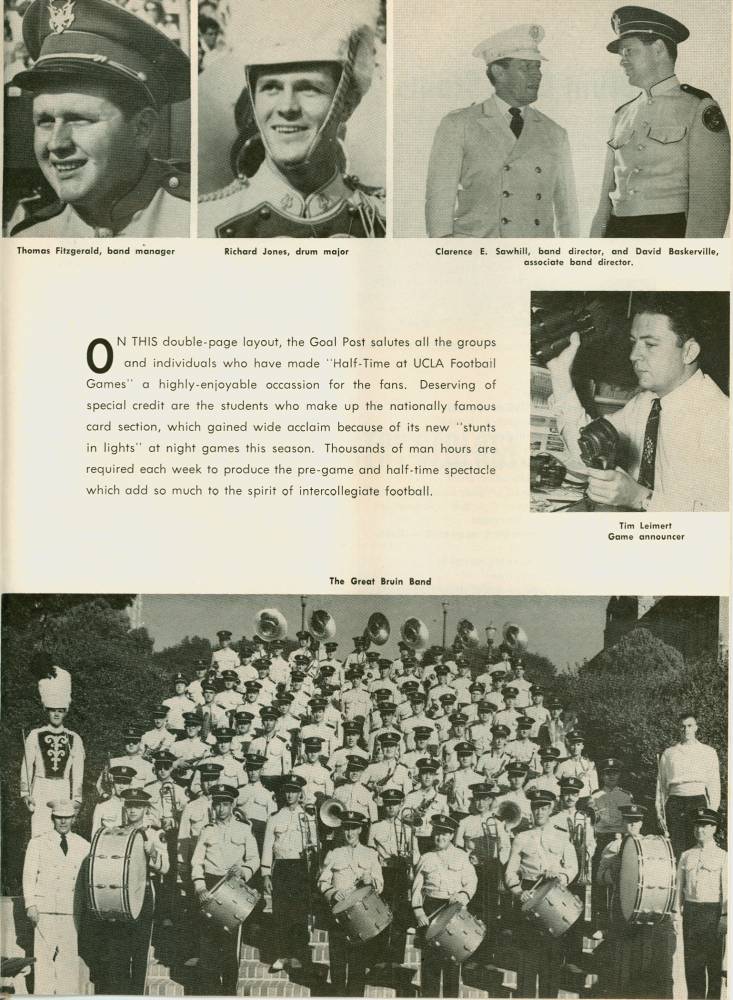 1953 Goal Post UCLA vs. Washington Band Page