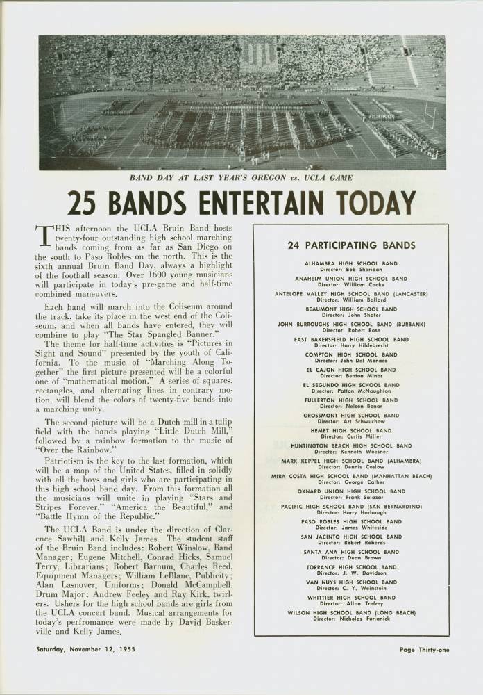 1955 Goal Post UW Band Page