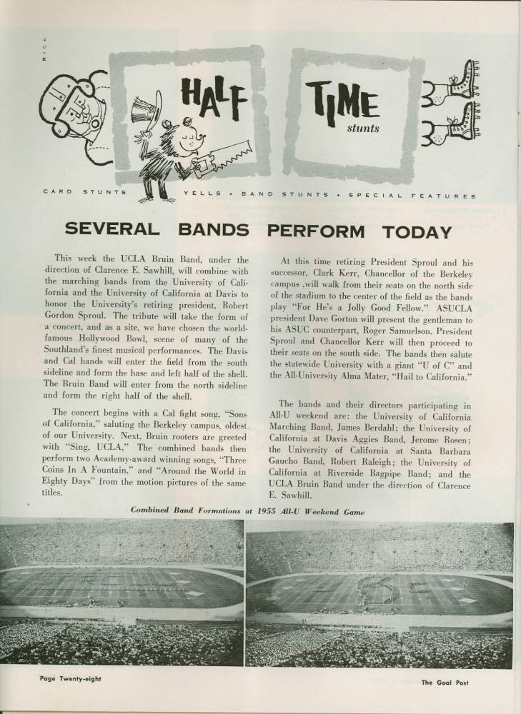 1957 Goal Post UCLA vs. Cal All UC Weekend Band Page 1