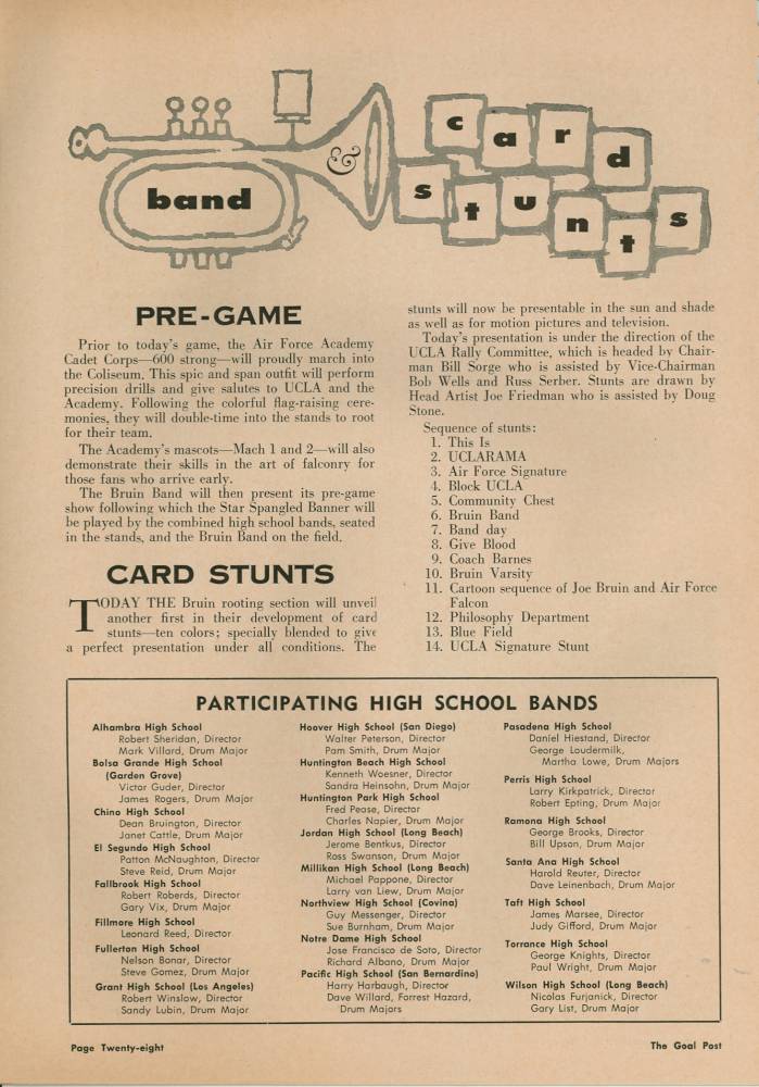 1960 Goal Post UCLA vs. Air Force Band Page 1