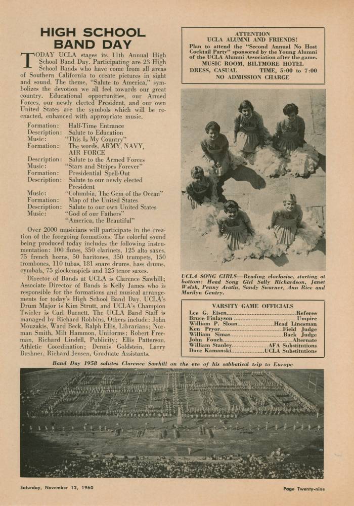 1960 Goal Post UCLA vs. Air Force Band Page 2