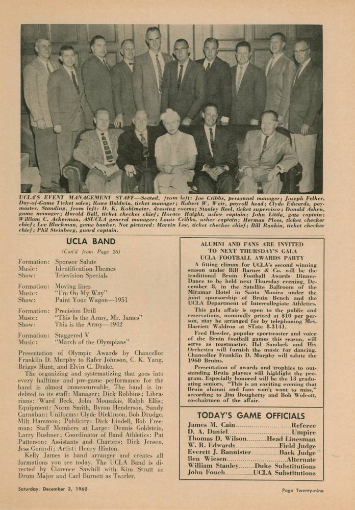 1960 Goal Post UCLA vs. Duke Band Page 2