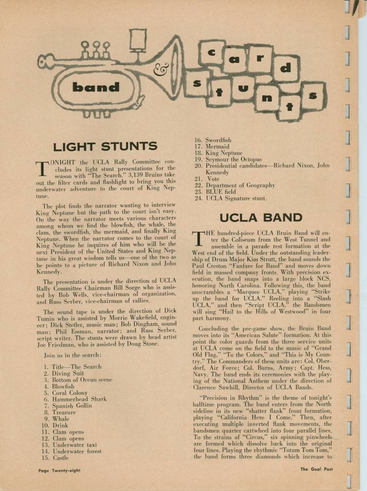 1960 Goal Post UCLA vs. NC State Band Page 1