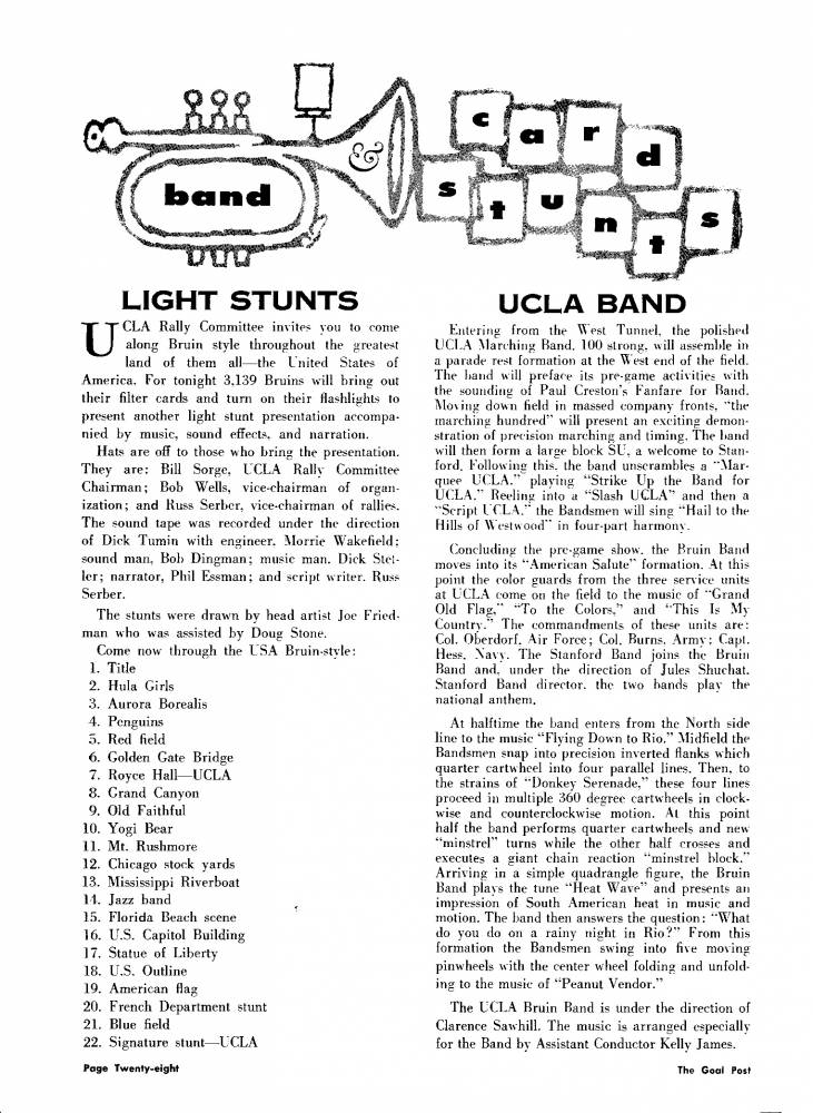 1960 Goal Post UCLA vs. Stamford Band page