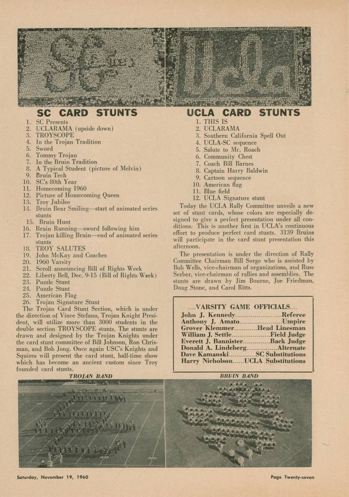 1960 Goal Post UCLA vs. USC Band Page 2