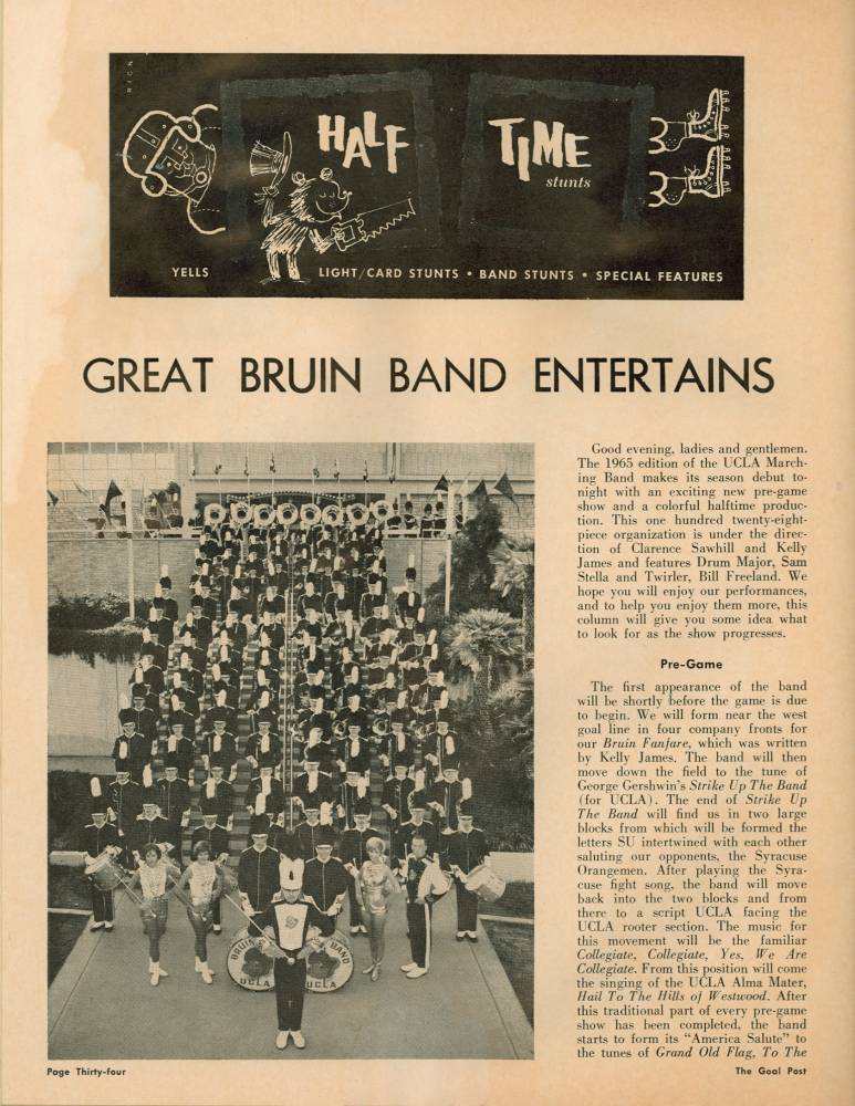 1965 Goal Post UCLA vs. Syracuse Band Page 1x