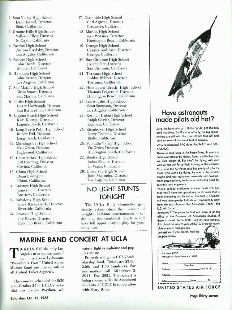 1966 Goal Post UCLA vs. Penn State band page 2