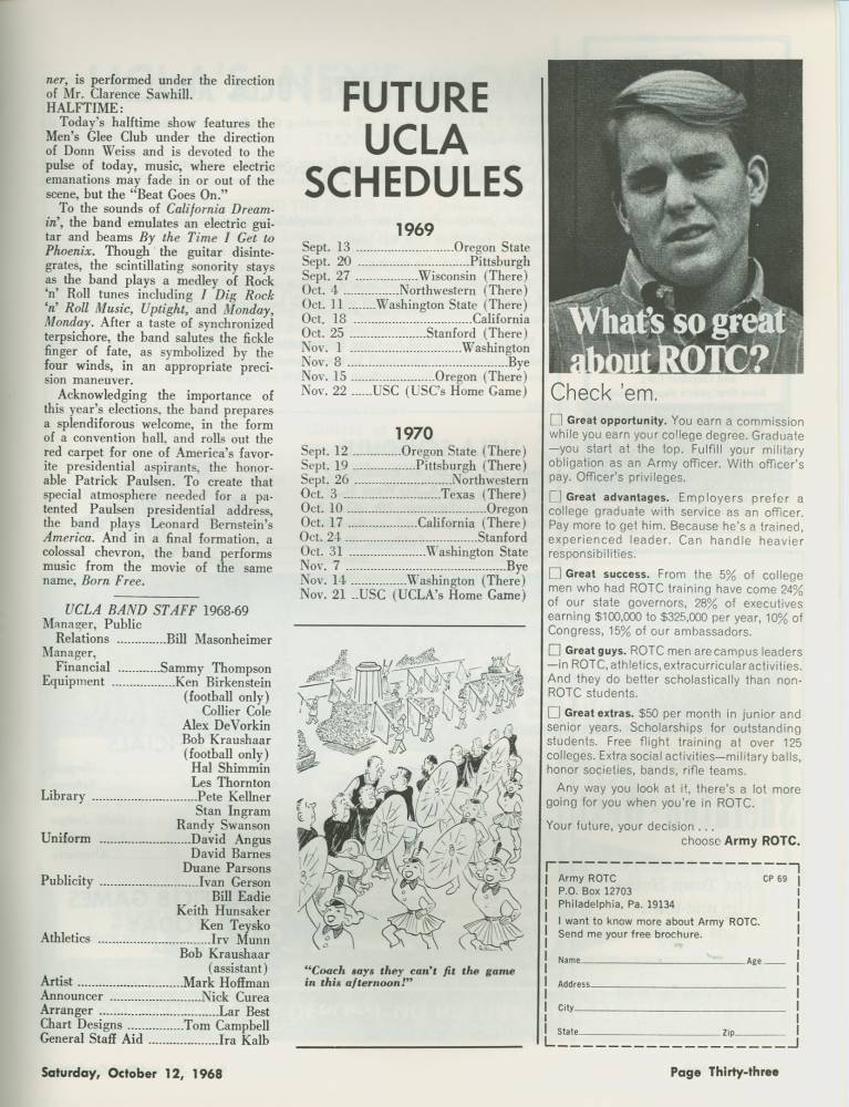 1968 Goal Post UCLA vs. Penn State Band Page 2