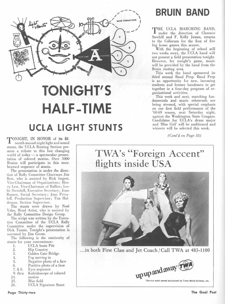 1968 Goal Post UCLA vs. Pittsburgh Band Page 1