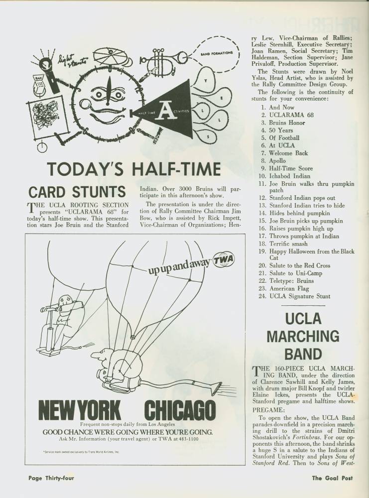 1968 Goal Post UCLA vs. Stanford Band Page 1