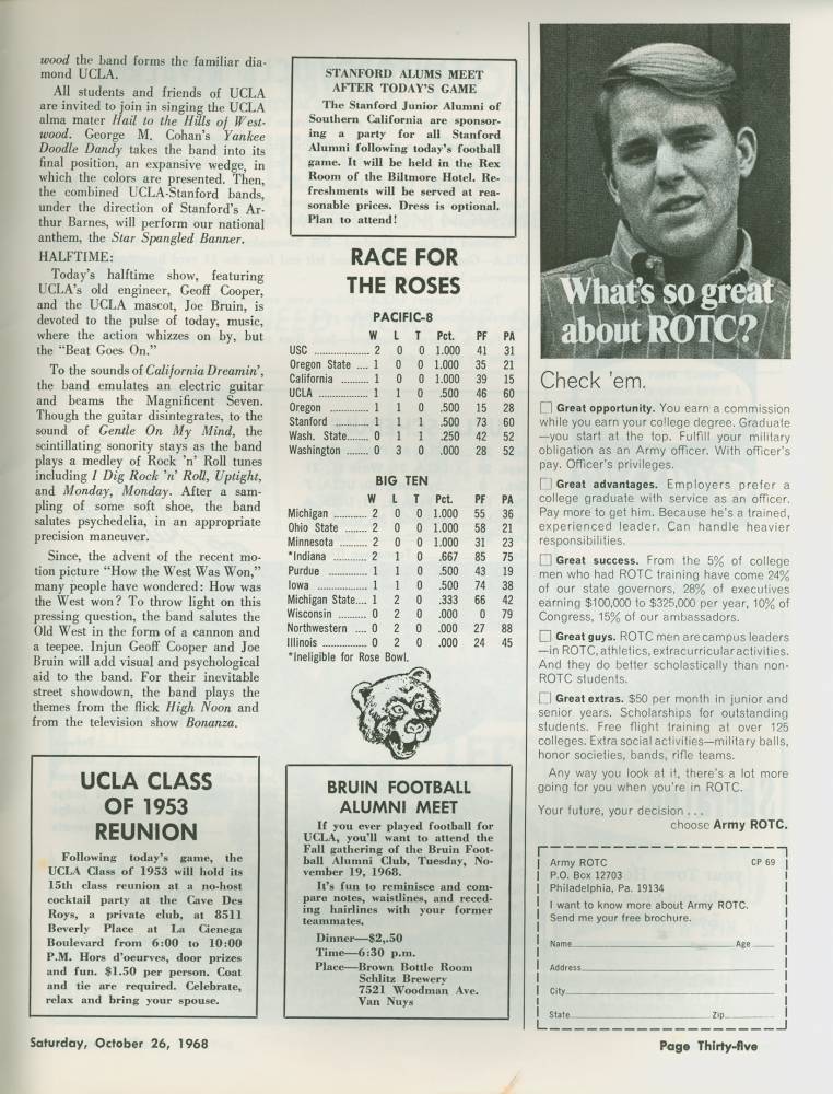 1968 Goal Post UCLA vs. Stanford Band Page 2