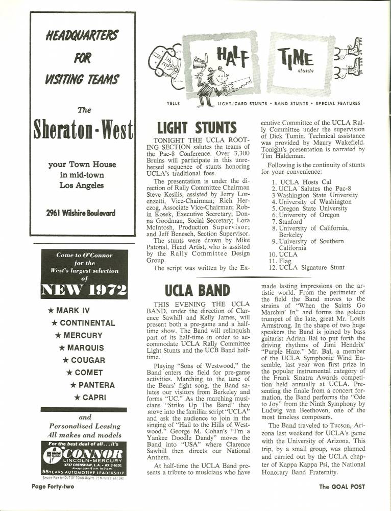 1971 Goal Post UCLA vs. Cal Band Page 1