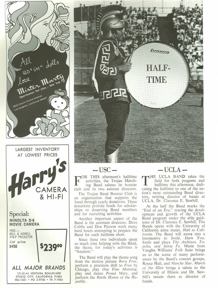 1971 Pigskin Review UCLA at USC Band Page