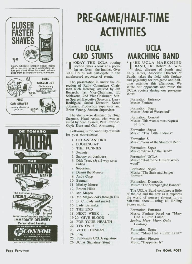 1972 Goal Post UCLA vs. Stanford Page 1