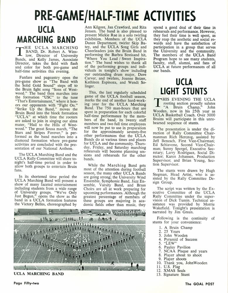 1972 Goal Post UCLA vs. USC Band Page 1