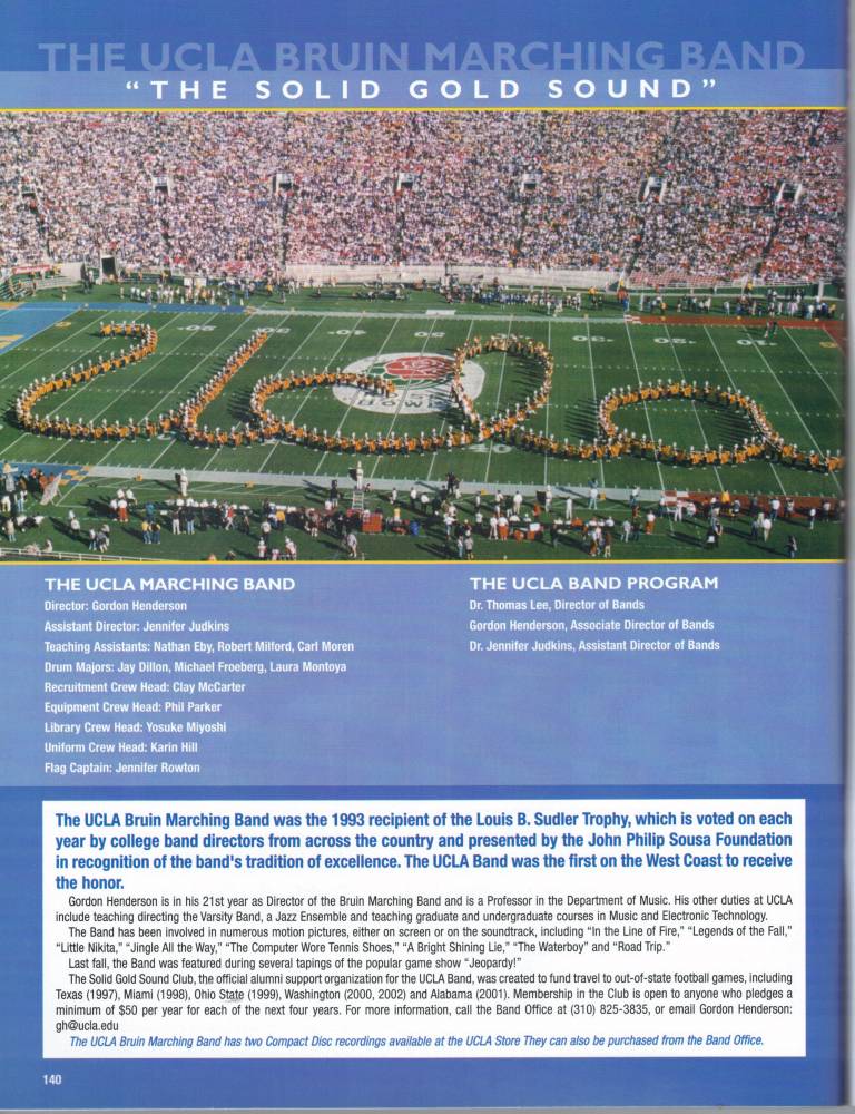 2002 Football Program Band Page