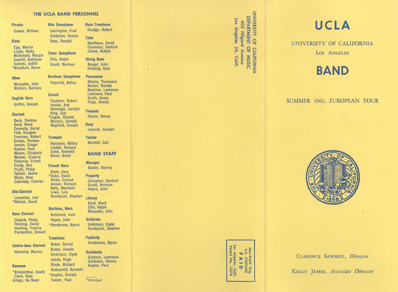 Brochure front, 1961 European Tour 