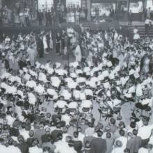 Concert in the Town Hall Square (Rådhustorvet) in the center of Vejle, Denmark, 1961 European Tour 