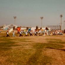 Colorguard Pose During Rehearsal