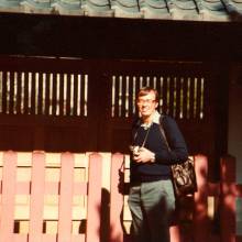 Acting Director Gerald Anderson in front of Temple in Kamakura