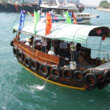 Boat to floating restaurant